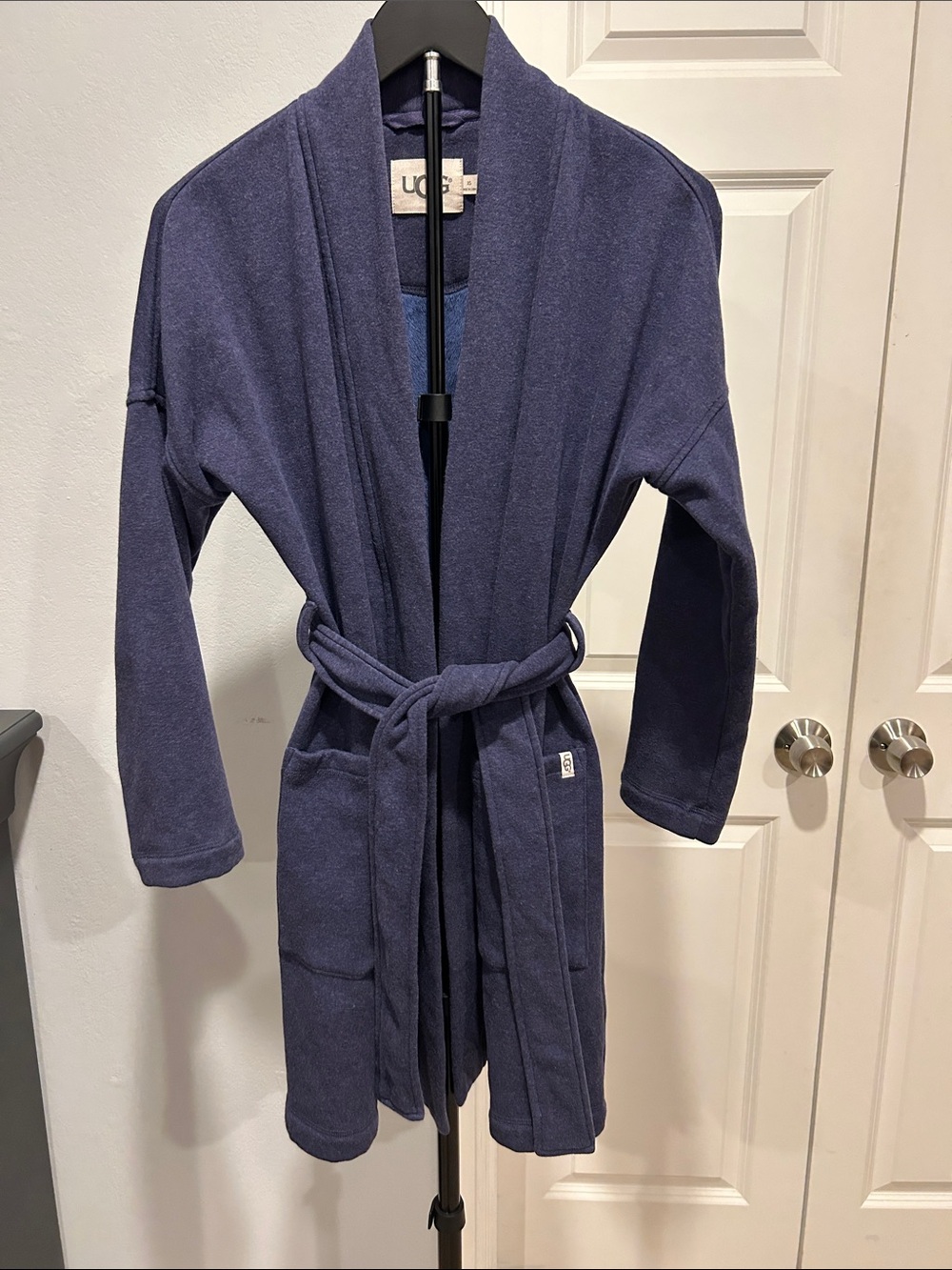 UGG Navy Blue Plush Fleece Robe with Belt and Pockets
